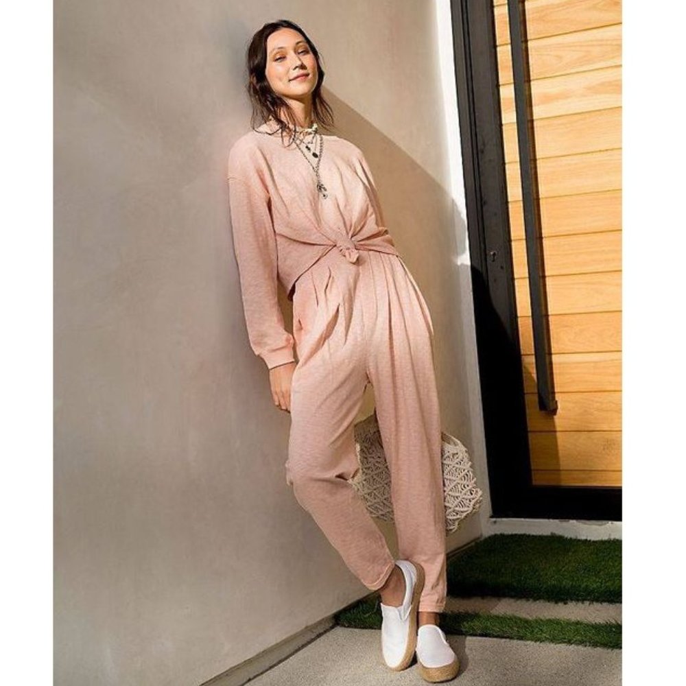 FREE PEOPLE - FP BEACH - CULVER CITY SWEATSUIT SET - ANTIQUE SHELL - LARGE